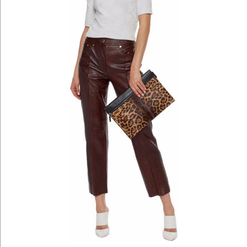 Helmut Lang Cropped Leather Straight Leg Pant